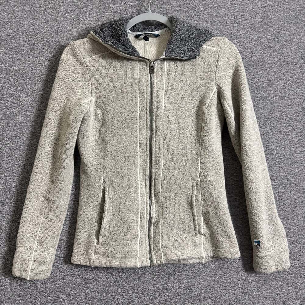Kuhl Women's Size Small Beige Fleece Full Zip Hooded Cozy Winter Jacket